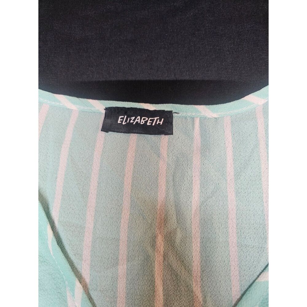 Elizabeth Mint Green & White Striped V-Neck Peplum Top